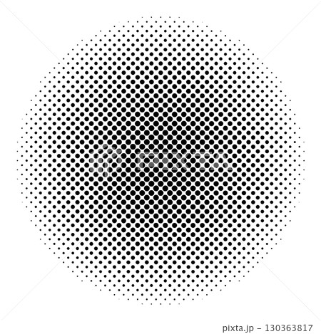 円形ハーフトーン素材ドット　黒色　網点　水玉つぶつぶ　ベクターpng透明 130363817