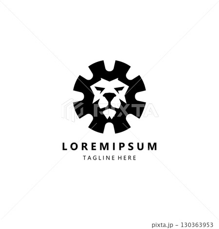gear lion logo design vector 130363953