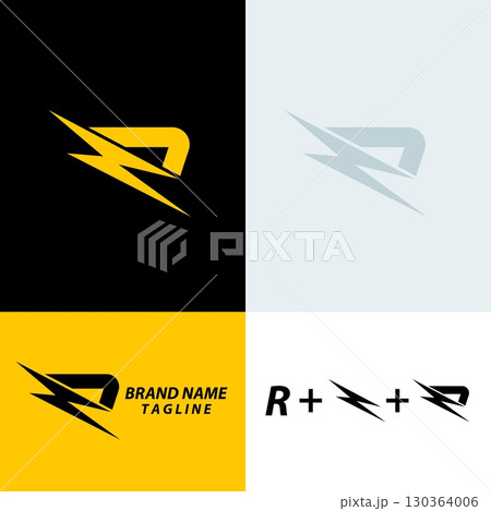 letter R thunder logo design vector 130364006