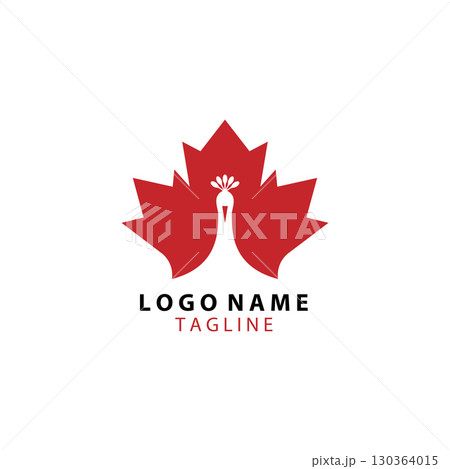 peacock autumn logo design vector 130364015