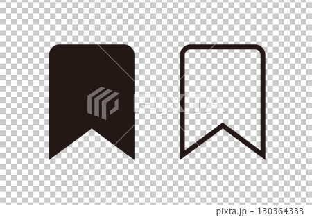 A set of simple ribbon-shaped bookmark icons - vector illustration 130364333