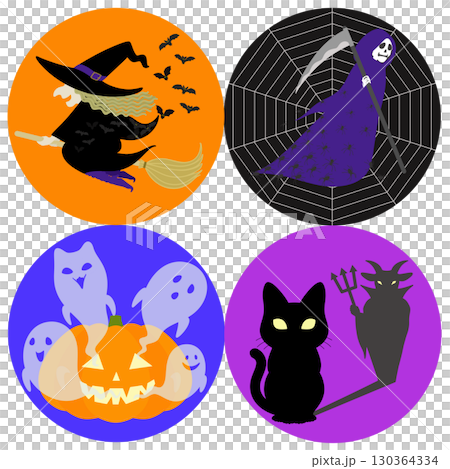 Halloween_Witch, Grim Reaper, Pumpkin, Black Cat 130364334
