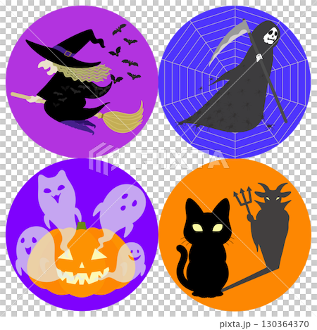 Halloween_Witch, Grim Reaper, Pumpkin, Black Cat 130364370