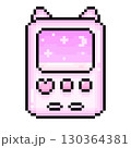 かわいいドット絵のねこみみゲームイラスト　ピンク 130364381
