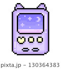 かわいいドット絵のねこみみゲームイラスト　紫 130364383