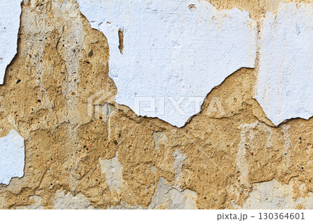Old grunge and crack yellow wall. Background with copy space 130364601