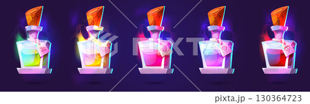 Magical potion bottle set for game inventory 130364723