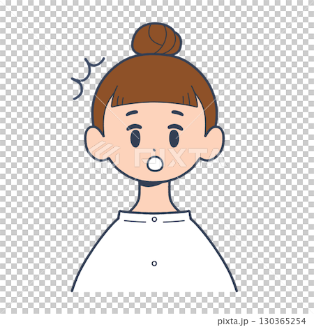 Surprised expression of a young woman, front upper body, simple illustration Surprised expression of a young woman, front upper body, simple illustration 130365254