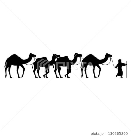Camel rider on desert illustration logo vector Camel rider on desert illustration logo vector 130365890