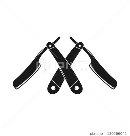 Straight razor knife icon design isolated on white background. 130366042