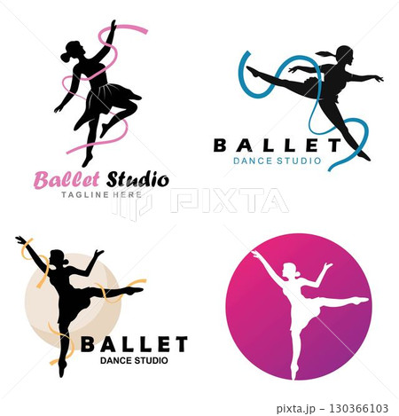 Ballet dancing logo design template 130366103