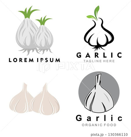 Garlic illustration logo icon vector design template 130366110