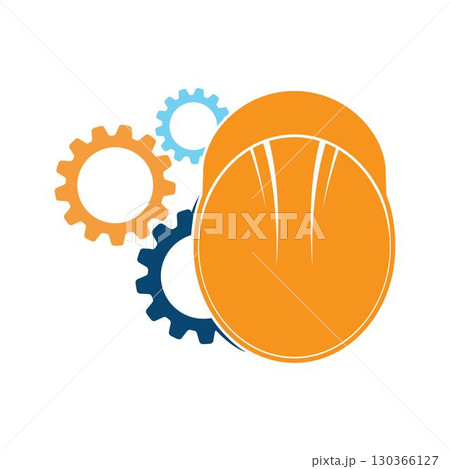 Construction safety helmet logo design 130366127