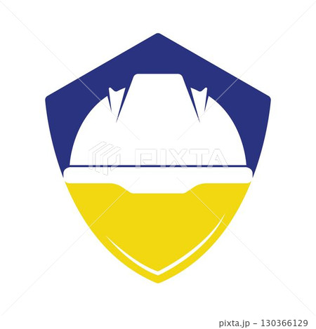 Construction safety helmet logo design 130366129