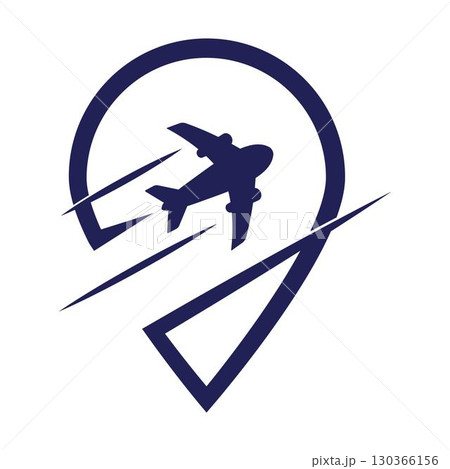 Travel Point Logo Design. Pin, Map, Point and Plane for Travel Business Company logo 130366156