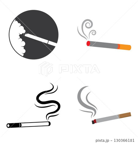 Cigarette icon vector. Smoking logo illustration. Cigarette symbol vector Cigarette icon vector. Smoking logo illustration. Cigarette symbol vector 130366181