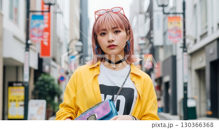 街を歩くおしゃれな女性 130366368