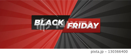 Black Friday sale promotion with dynamic red and black colors. Vector illustration 130366400