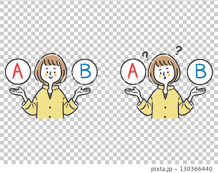 A and B options woman upper body vector A and B options woman upper body vector 130366440