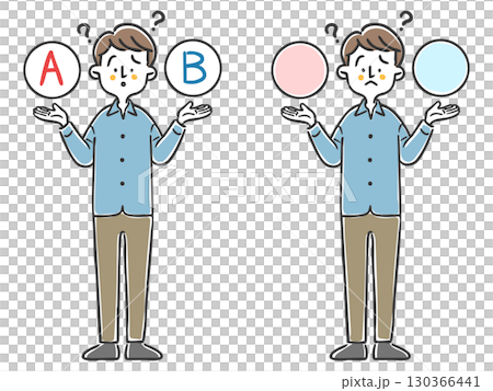 Man struggling to make a choice, whole body, vector Man struggling to make a choice, whole body, vector 130366441