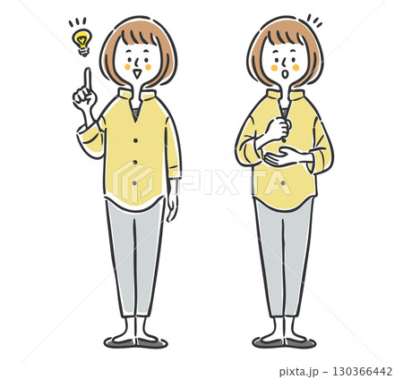 納得理解する女性　全身　ベクター 130366442