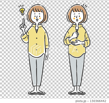 納得理解する女性　全身　ベクター 130366442