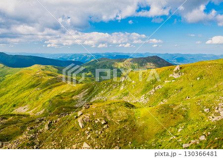 Green mountains and hills landscape 130366481