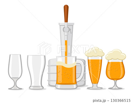 Beer pouring into glass glasses on a white background. Oktoberfest Beer pouring into glass glasses on a white background. Oktoberfest 130366515