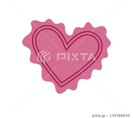 Pink heart wax seal with melted edges symbolizes love and romance. Cute handmade card or envelope perfect for valentine celebration, ideal for invitations, messages, and creative correspondence. 130366610