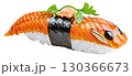 Eel nigiri sushi isolated on white background, PNG transparent clipart. 130366673