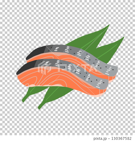 シンプルな鮭の切り身 イラスト 130367582