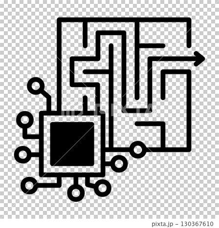 這個圖示代表AI引導你找到最佳答案。迷宮裡有正確答案。附近有一個半導體。 130367610