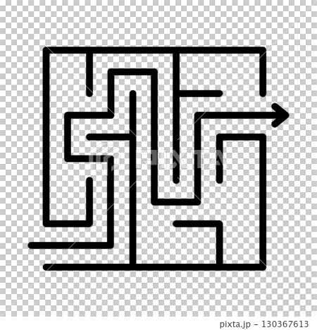 顯示迷宮和正確路徑的圖示。 130367613