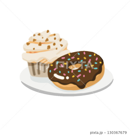 シンプルなドーナツとシナモンロール シンプルなドーナツとシナモンロール 130367679