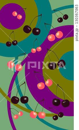 チェリーのスマホ壁紙|カラフルで抽象的な縦型背景素材 チェリーのスマホ壁紙|カラフルで抽象的な縦型背景素材 130367863