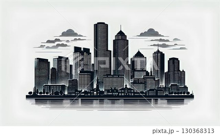 Illustration of Skyscrapers isolated on white 130368313
