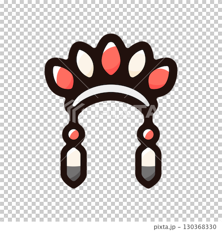 Feather headdress illustration icon (ethnic, tribal, Amazonian material) Feather headdress illustration icon (ethnic, tribal, Amazonian material) 130368330