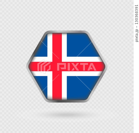 Iceland flag in a hexagon frame. 130368391