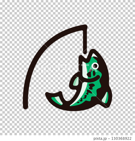 鱸魚釣魚插圖圖示（嗜好、休閒、戶外素材） 130368922