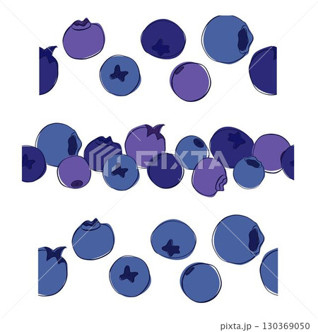 blueberries Food in graphic line style. set of vector seamless borders Decor for a recipe book. Set of decorative border 130369050