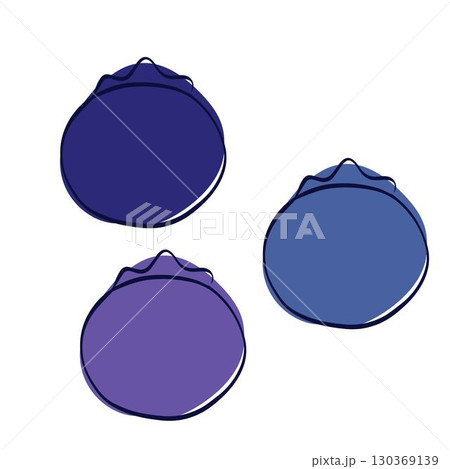 Blueberry graphic minimalistic flat and line style. Vector set of blueberries different colors 130369139