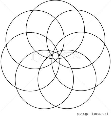 Overlapping circles line objects rounds style Overlapping circles line objects rounds style 130369241