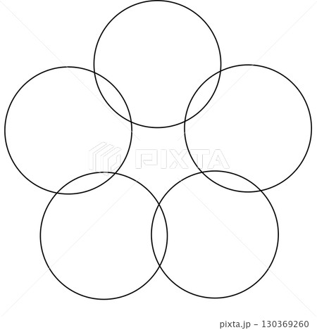 Overlapping circles line objects rounds styleのイラスト素材 [130369260] - PIXTA