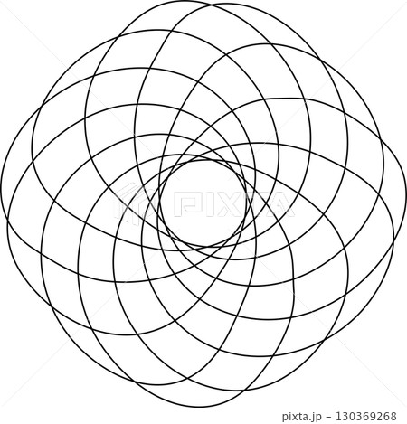 Overlapping circles line objects rounds style 130369268