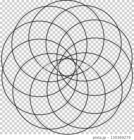 Overlapping circles line objects rounds style 130369279