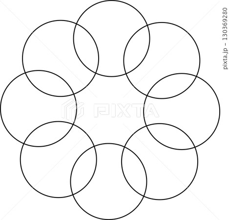 Overlapping circles line objects rounds style 130369280