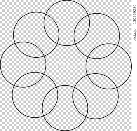 Overlapping circles line objects rounds style 130369280