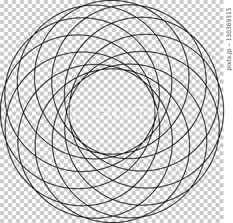 Overlapping circles line objects rounds styleのイラスト素材 [130369315] - PIXTA