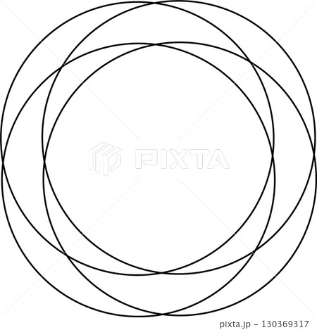 Overlapping circles line objects rounds style 130369317