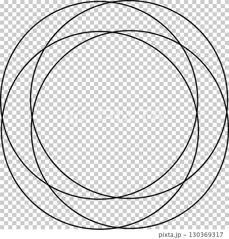 Overlapping circles line objects rounds style 130369317